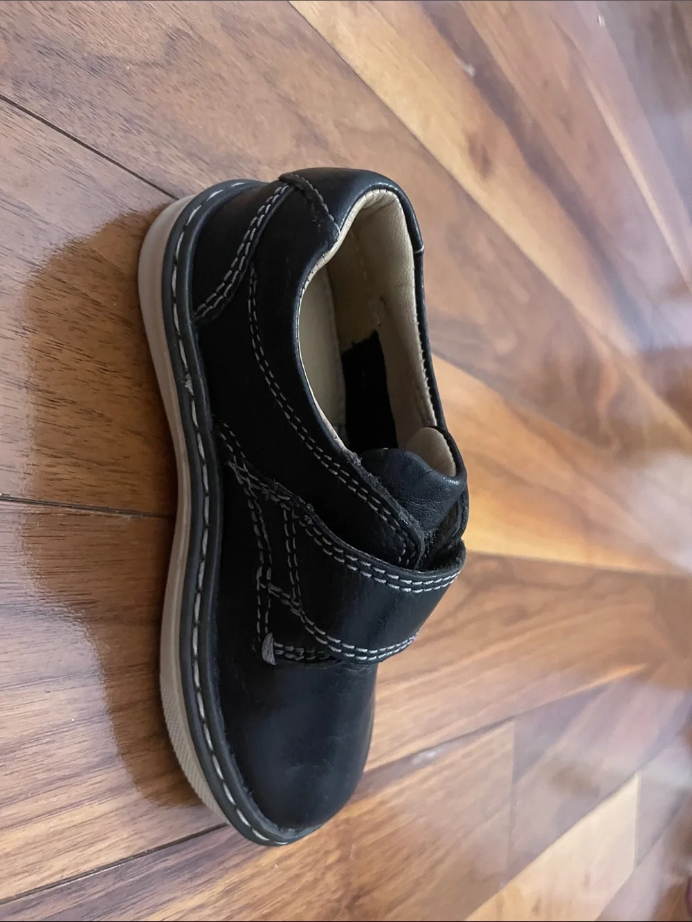Johnston & Murphy Kids Black Leather Velcro Strap Dress Shoes